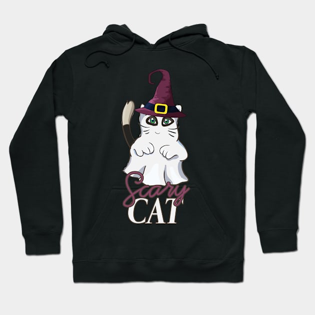 Scary Cat Halloween Pun Design Hoodie by 4Craig